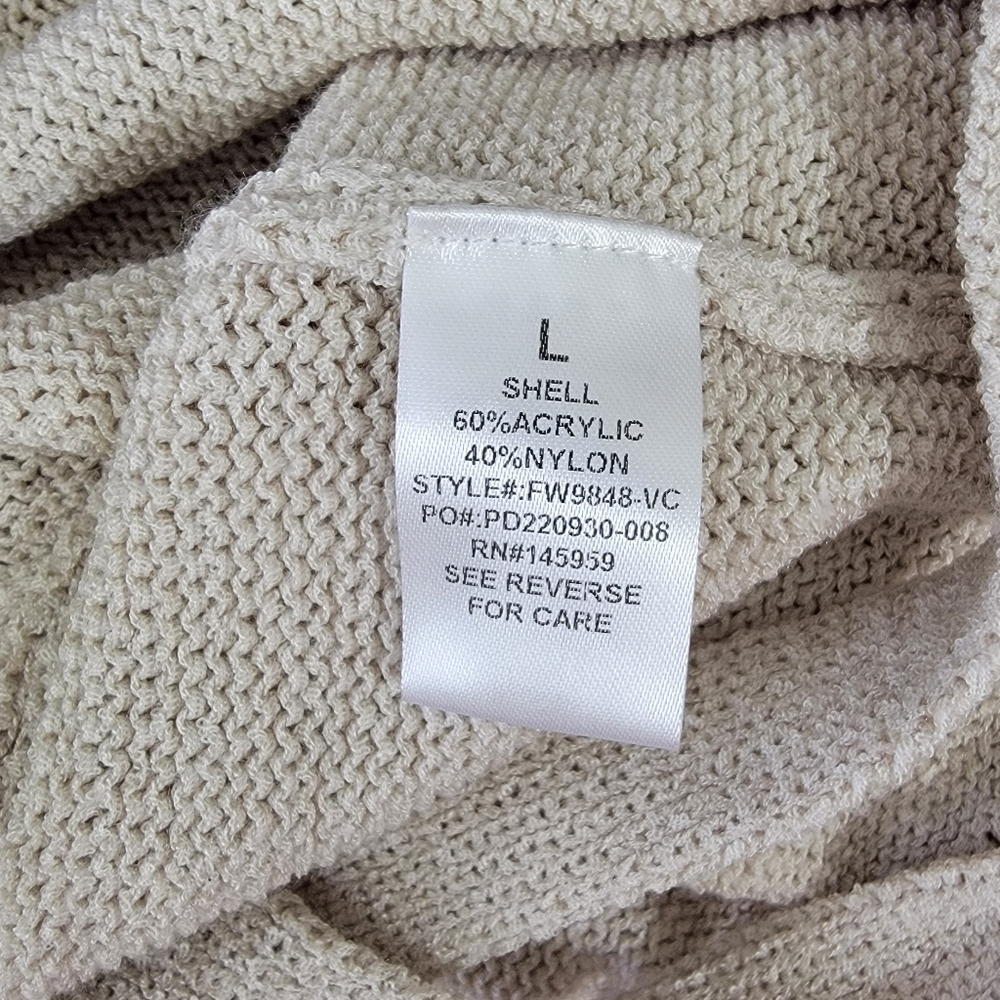 VICI Beige V Neck Long Sleeve Wrap Knit Cardigan Sweater Cropped Long Tie Large - Picture 7 of 10